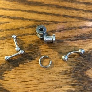 Stainless steel body jewelry.